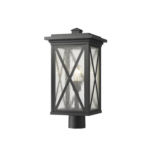 Z-Lite Brookside 1 Light Outdoor Post Mount Fixture, Black And Clear Seedy 583PHBR-BK - main